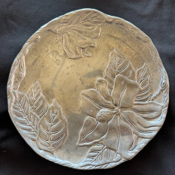 Arthur Court Vintage Aluminum Magnolia 8" Cheese Appetizer Serving Plate #06 - Picture 1 of 9